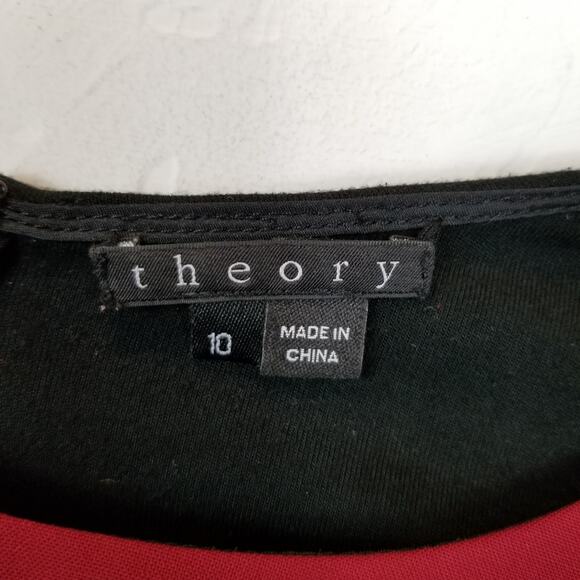 Theory Women's Daura Sleeveless Wool Sheath Dress Black Red Size 10 - Picture 5 of 8